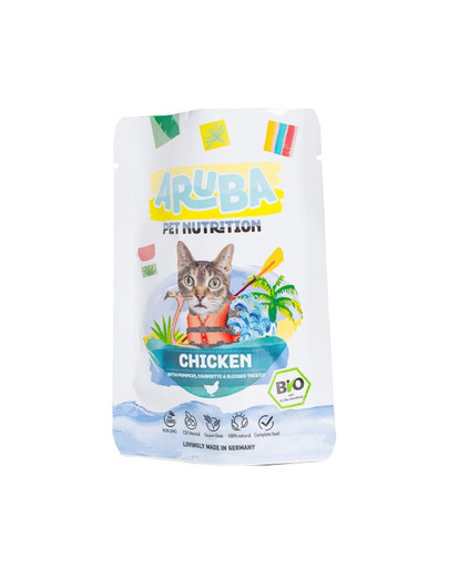 ARUBA Cat Organic Katzennassfutter Huhn mit Kürbis, Zucchini und Mariendistel 70 g