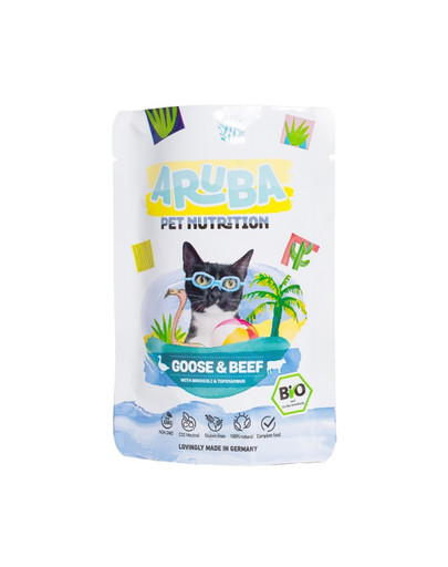 ARUBA Cat Organic Katzennassfutter Gans und Rindfleisch mit Brokkoli und Topinambur 70 g