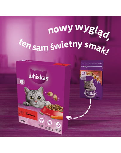 WHISKAS Adult 300g Trockenfutter für ausgewachsene Katzen mit leckerem Rindfleisch