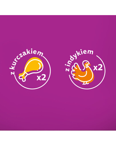 WHISKAS Senior saszetka 85g Drobiowa Uczta mokra karma dla starszych kotów w galaretce z: kurczakiem, indykiem