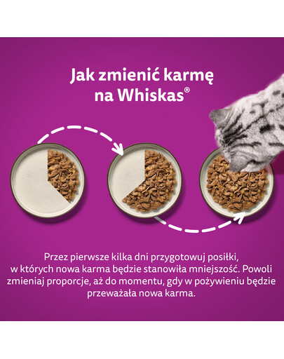 WHISKAS Adult saszetka 85 g Drobiowa Uczta mokra karma dla dorosłych kotów w sosie z: kurczakiem, indykiem