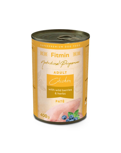 FITMIN Dog Nutritional Programme Tin Chicken with herbs and wild berries 400g Huhn mit Kräutern und Beeren