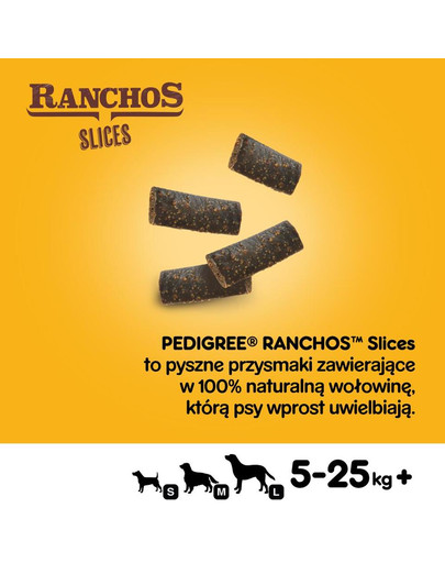 PEDIGREE Ranchos Slices mit 100% natürlichem Rind 8 x 60g