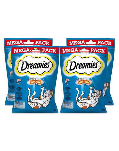 DREAMIES Mega Pack 4x180g - Leckere Katzenleckerlis mit Lachsgeschmack