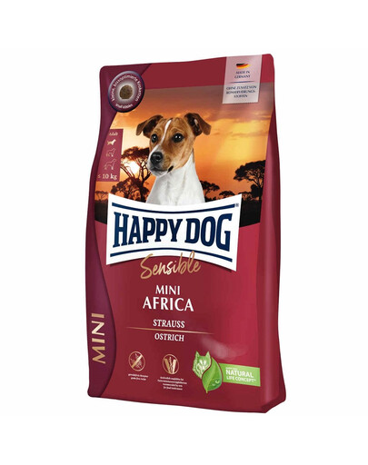 HAPPY DOG Sensible Mini Africa 4 kg mit einem Strauß