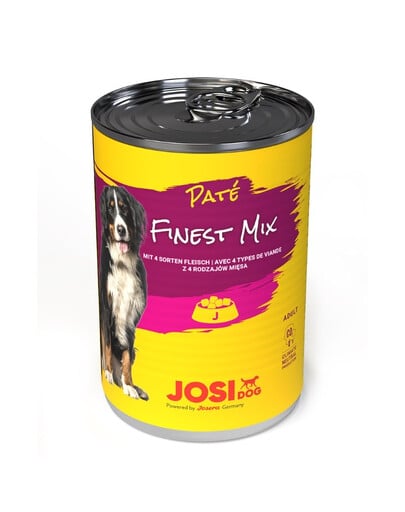 JOSERA JosiDog Finest Mix Pate Pastete 4 Fleischsorten 400 g für ausgewachsene Hunde