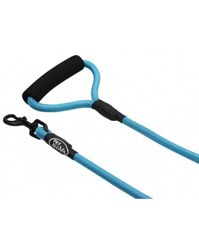 PET NOVA Smycz nylonowa z uchwytem sznur 120 cm / 1,2 cm błękitna
