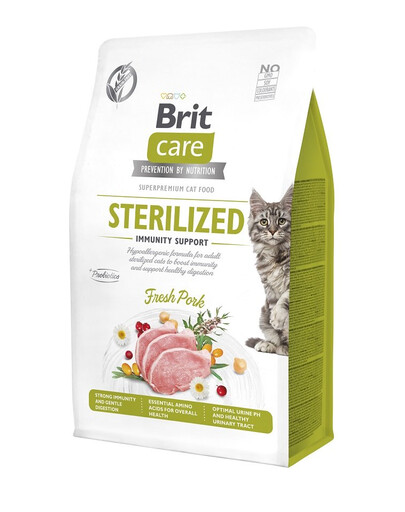 BRIT CARE Grain-Free Sterilized Immunity 0.4 kg hypoallergene Formel für erwachsene sterilisierte Katzen
