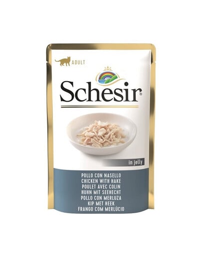 SCHESIR Jelly Adult Chicken Fillets&Cod 85g Huhn mit Seehecht in Gelee