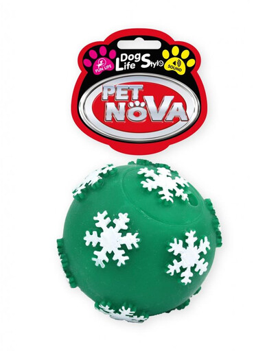 PET NOVA DOG LIFE STYLE Hundeball mit Schneeflocken 7,5 cm Grün