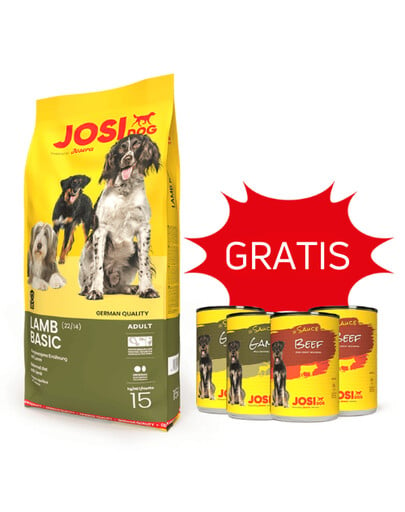 JOSERA JosiDog Lamb Basic 15kg + 4 Dosen GRATIS