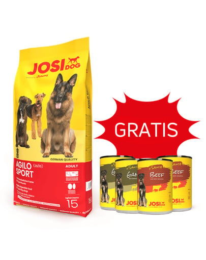 JOSERA JosiDog Agilo Sport 15 kg + 4 Dosen GRATIS