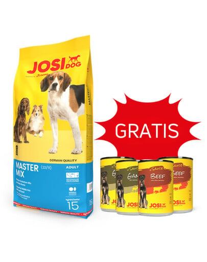 JOSERA JosiDog Master Mix 15 kg + 4 Dosen GRATIS