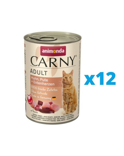 ANIMONDA Carny Adult Huhn, Pute + Entenherzen 12 x 400 g