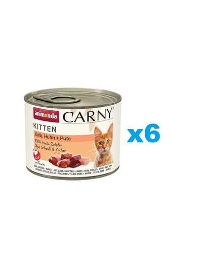 ANIMONDA Carny Kitten Nassfutter Kalb Huhn und Pute getreidefrei 6x200 g