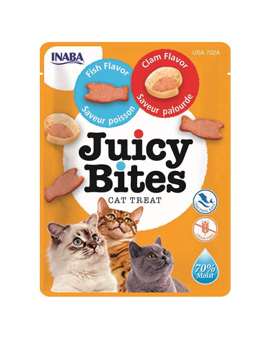 INABA Juicy Bites feuchte Fisch- und Muschel-Leckerbissen für Katzen 33,9 g (3x11,3 g)