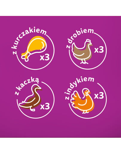 WHISKAS Adult 48x85g Beutel Drobiowe Frykasy Katzennassfutter in Gelee mit: Huhn, Pute, Geflügel, Ente