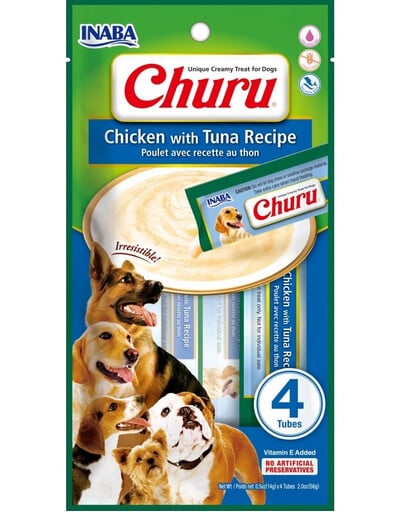 INABA Churu Chicken with tuna 4x14g Huhn mit Thunfisch für Hunde