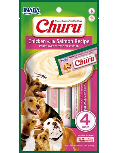 INABA Churu Chicken with salmon 4x14g Huhn mit Lachs für Hunde