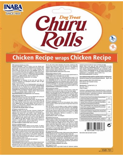 INABA Churu Rolls Chicken 8x12g Hühnerwraps für Hunde