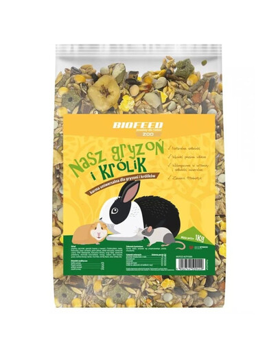 BIOFEED Unser Nager- und Kaninchen-Allzweckfutter für Kaninchen und Nager 1 kg