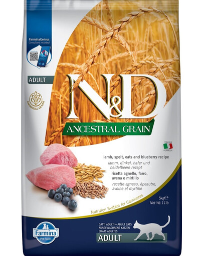 FARMINA N&D Low Ancestral Grain Lamb & Blueberry Adult Cat 5 kg