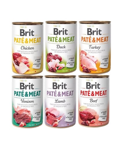 BRIT Pate Meat Geschmacksmischung 6x400g Pastete für Hunde