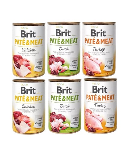 BRIT Pate Meat Geschmacksmischung mit Geflügel 6x400g Pastete für Hunde