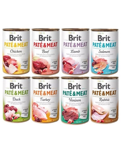 BRIT Pate Meat Geschmacksmischung 8x400g Pastete für Hunde