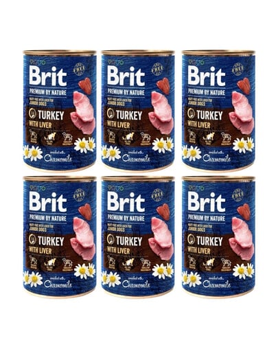 BRIT Premium by Nature Junior Turkey and liver 6x400 g Truthahn und Leber natürliches Welpenfutter