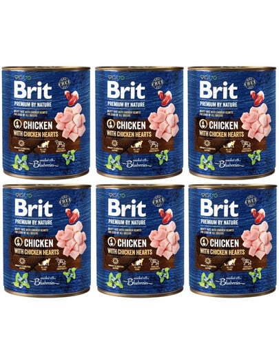 BRIT Premium by Nature chicken, hearts 6x800 g