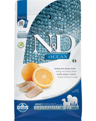 FARMINA N&D Ocean dog adult herring & orange medium & maxi 2,5 kg