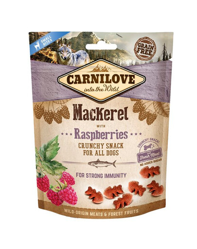 CARNILOVE Crunchy snacks Knusprige Leckerbissen mit Makrele und Himbeeren 200 g