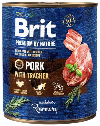 BRIT Premium by Nature 800 g Schweinefleisch und Speiseröhre natürliches Hundefutter