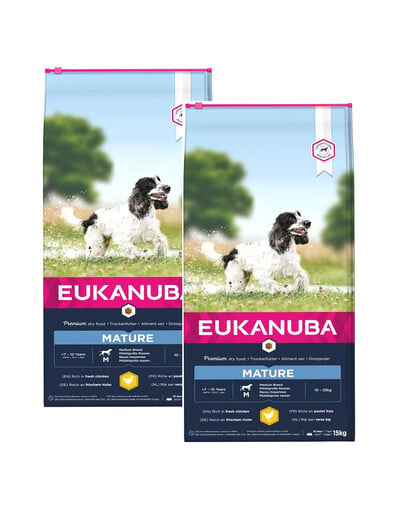 EUKANUBA Mature Medium Breed bogata w świeżego kurczaka 30 kg (2 x 15kg)