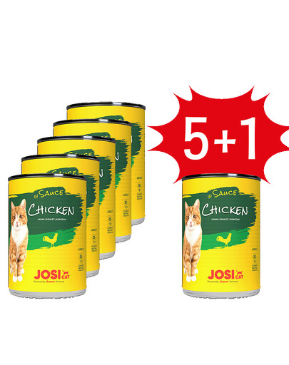 JOSERA JosiCat Huhn in Sauce 5 x 415g für ausgewachsene Katzen + 1 Dose GRATIS