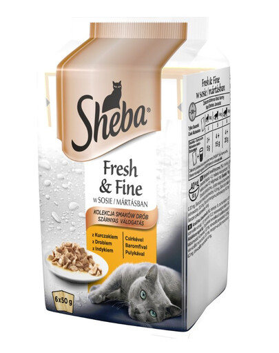 SHEBA Fresh & Fine in Sauce mit Huhn und Truthahn 6x50g