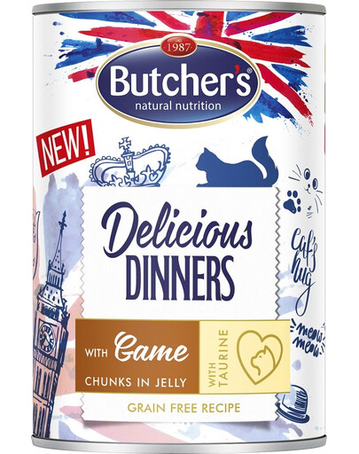 BUTCHER'S Delicious Dinners Katzenfutter, Stücke mit Wildfleisch in Gelee 400g
