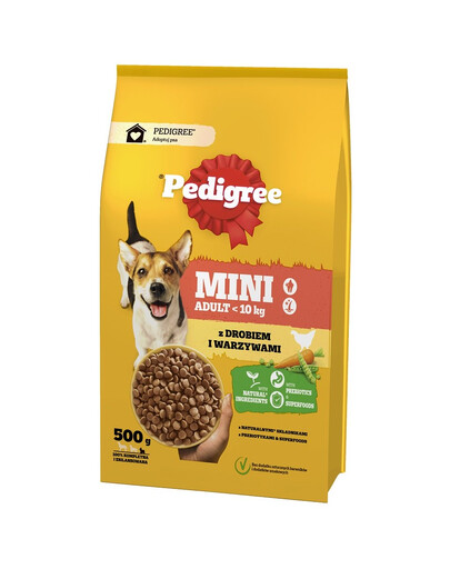 PEDIGREE Adult MINI 500 g mit Huhn und Gemüse Trockenvollnahrung für ausgewachsene Hunde kleiner Rassen