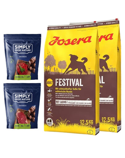 JOSERA Festival 25kg (2x12,5kg) + SIMPLY FROM NATURE Würstchen 2x200 g