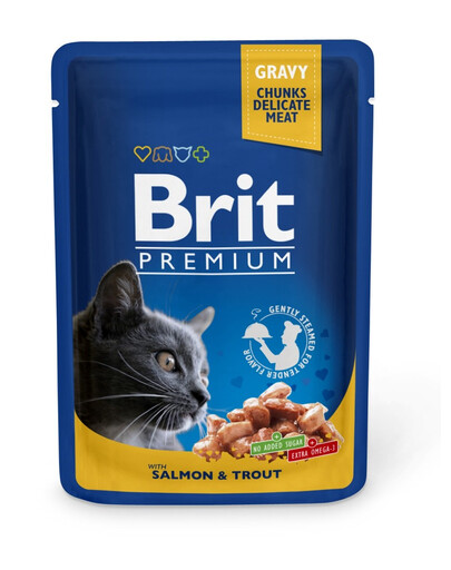 BRIT Premium Cat Adult Lachs und Forelle Katzentütchen 24 x 100g