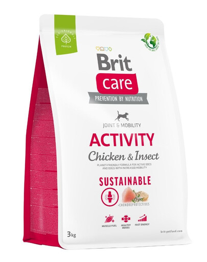 BRIT CARE Dog Sustainable Activity chicken insekt für aktive erwachsene Hunde mit Huhn und Insekten 3 kg