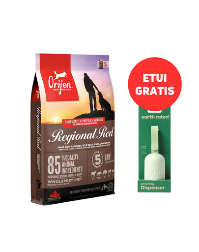 ORIJEN Regional Red 6 kg + EARTH RATED Etui - Unparfümierte Beutel 15 Stk. GRATIS