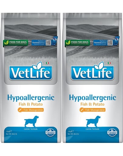 FARMINA Vet Life Hypoallergenic Fish & Potato Hund 2x12 kg