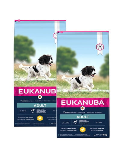 EUKANUBA Active Adult Medium Breed reich an frischem Huhn 30 kg (2 x 15kg)