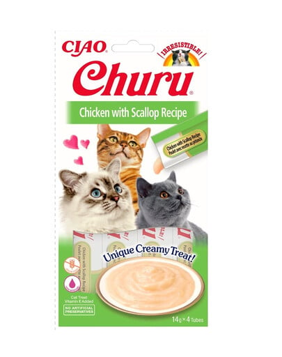 INABA Churu Cat Püree Huhn mit Jakobsmuschel 4 x 14 g