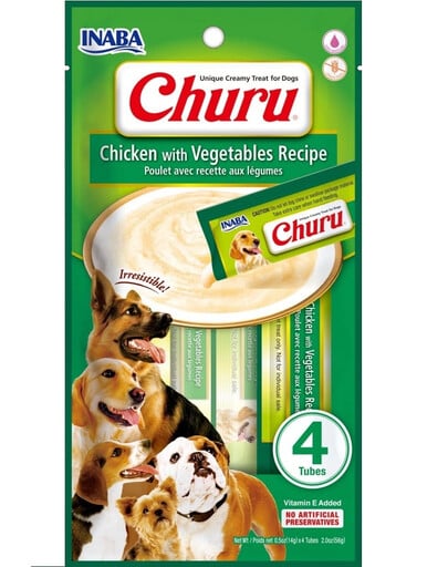 INABA Churu Chicken with vegetables 4x14g Huhn mit Gemüse für Hunde