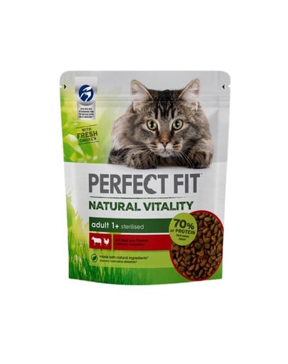 PERFECT FIT Natural Vitality 1+ mit Rindfleisch und Huhn 6x650 g - Trockenfutter für ausgewachsene Katzen