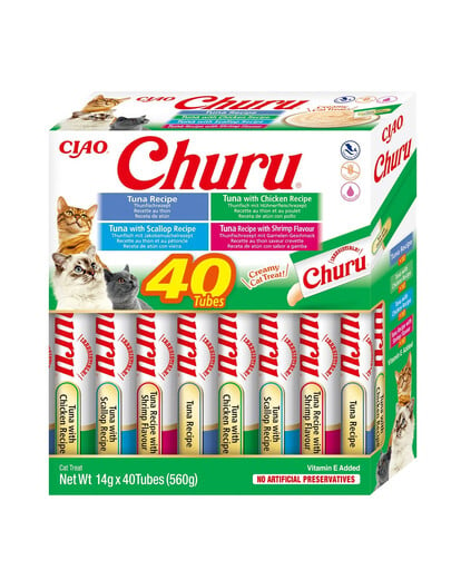 INABA Churu Variety Seafood Meeresfrüchte für Katzen Multibox 40x14 g (560 g)