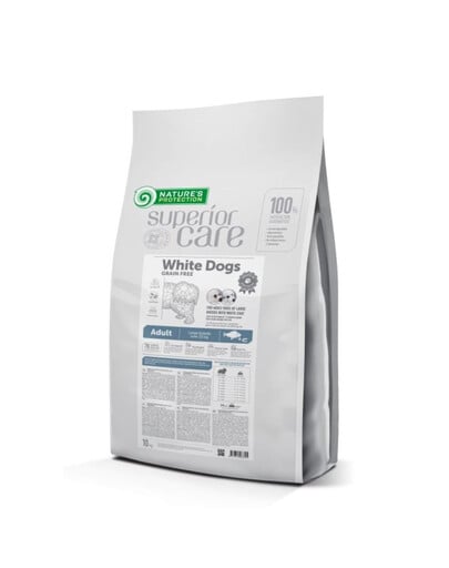 NATURES PROTECTION SUPERIOR CARE White Dogs Grain Free White fish Adult Large Breeds 10 kg mit weißem Fisch für Hunde großer Rassen mit weißem Fell